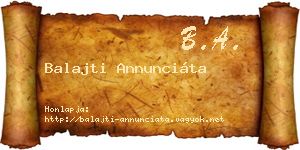 Balajti Annunciáta névjegykártya
